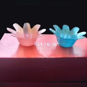 VTG Pink and Blue Flower Trinket Bowls Set of 2